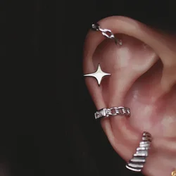 New Simple Small Star Ear Clip Earrings For Women Girls Geometry Ear Cuff Party Fashion Silver Color Jewelry Gifts