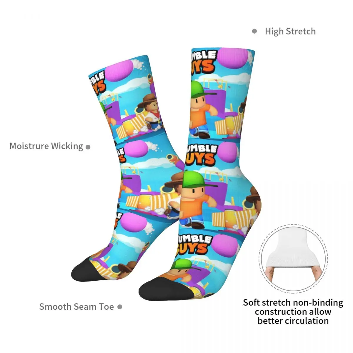 Classic Stumble Guys Game Socks Harajuku Sweat Absorbing Stockings All Season Long Socks Accessories for Unisex Gifts