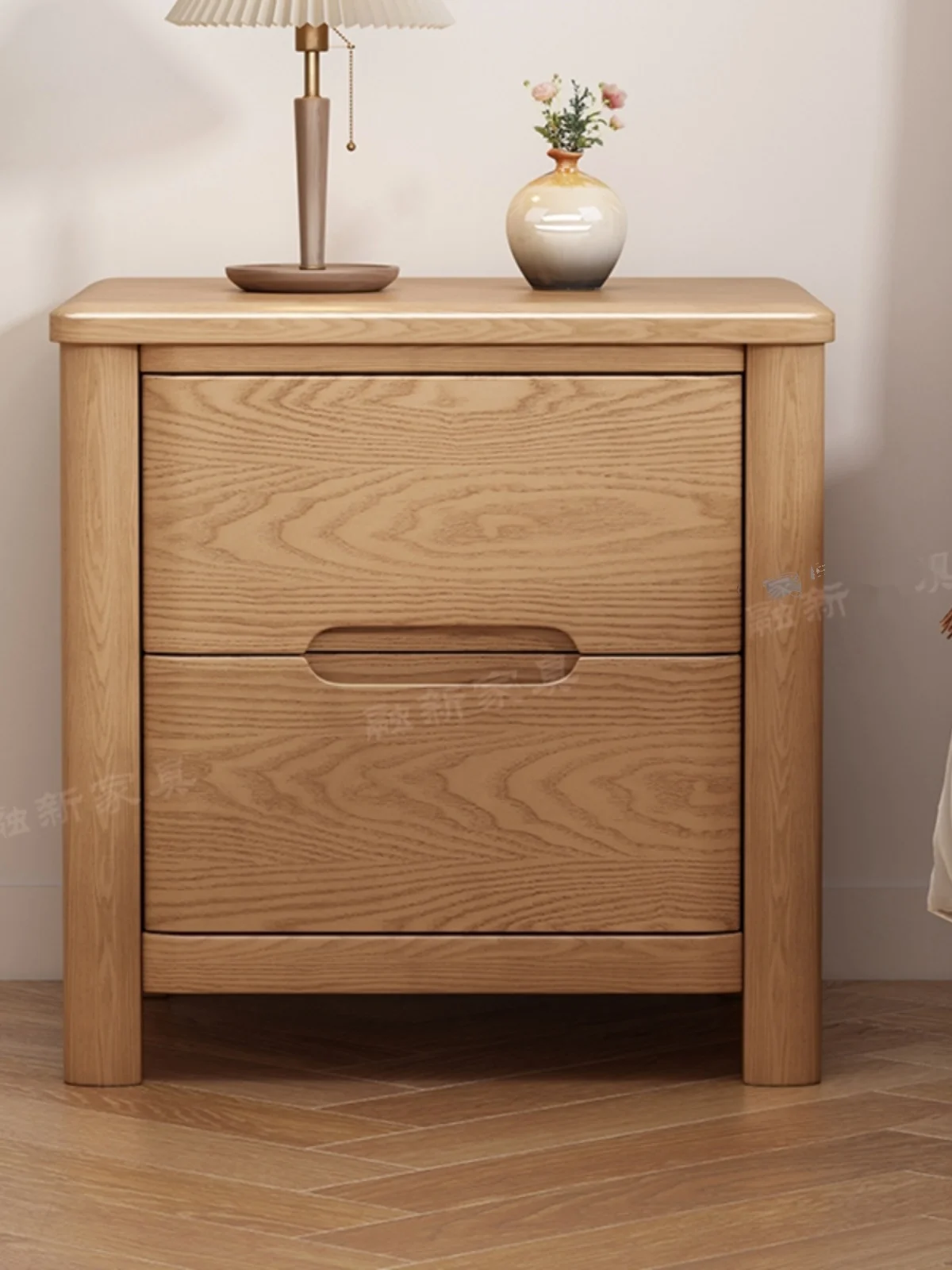 

Ash wood bedside table, all solid wood bedside table, Nordic modern simple bedroom simple locker, fully packaged