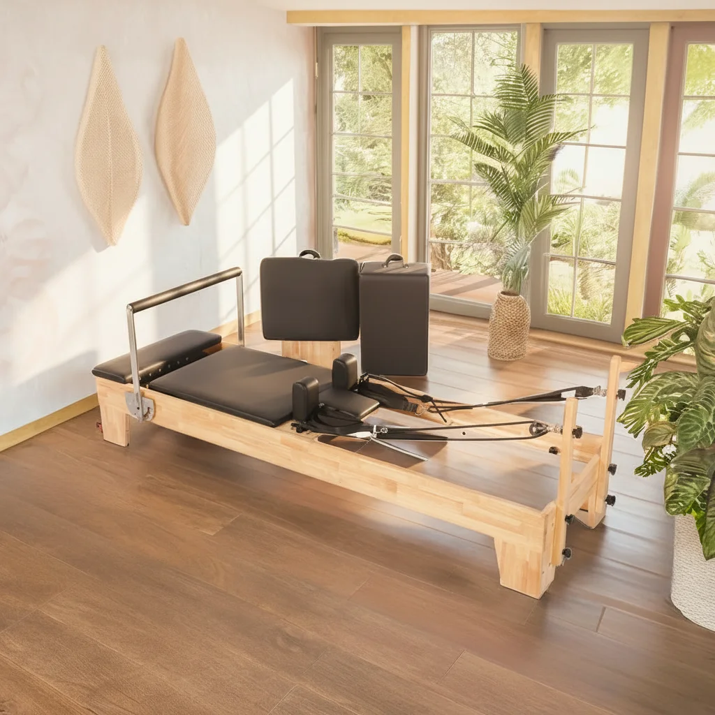 

DEREN Wooden Pilates Core Reformer Bed Oak Sliding Equipment for Body Workout Premium Pilates Bed