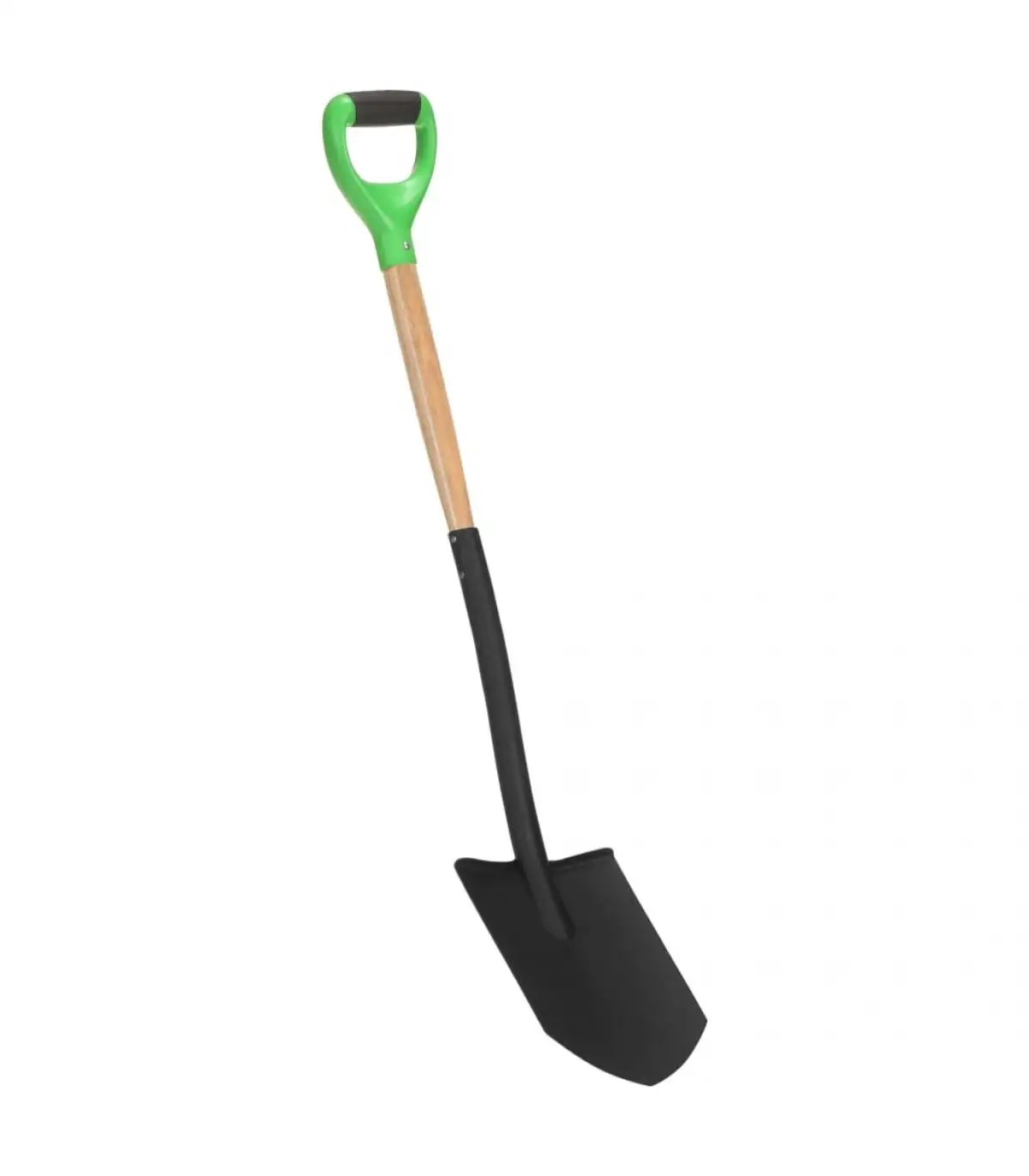 Garden tip shovels and spikes with steel and hardwood grip