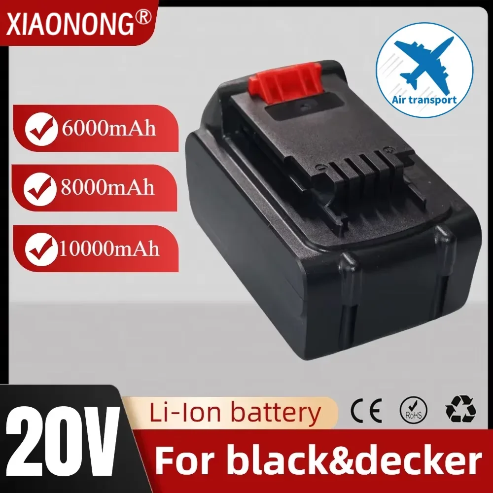 For BLACK&DECKER LBX20 20V 6000/8000/10000mAh Li-ion Rechargeable Battery Replacement LB20 BL2018 LBXR20 Power Tool Battery