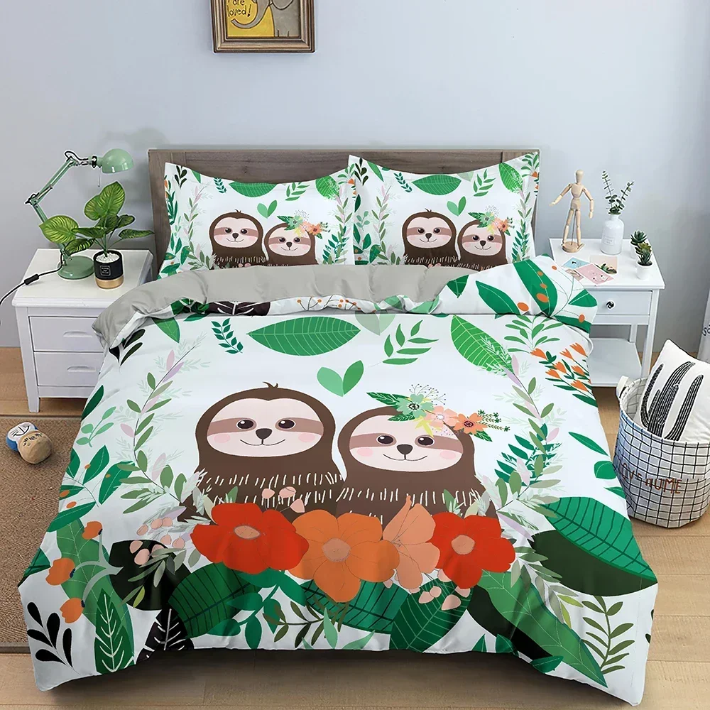 

Luxury New 3D Print Tree Sloths Duvet Cover With Pillowcase Cute Animals Pattern Children Bedroom Quilt Covers Bedding Sets