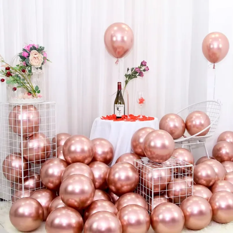 10 Stuks Metalen Latex Ballonnen Kerst Baby Shower Ballonnen Bruiloft Halloween Nieuwjaar Bal Vorm Verjaardagsfeestje Decoraties