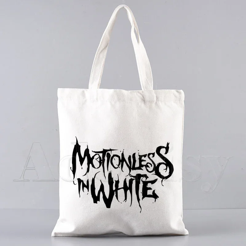 Motionless In White Funny Shopping Bag Graphic Tote Harajuku Women Canvas Shoulder Bag Female Ulzzang Eco Large-Capacity