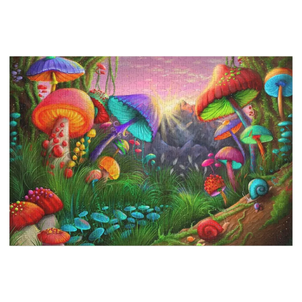 

Пазл с изображением волшебных грибов и психоделическим искусством, деревянная игра на заказ, произведения искусства для детей, персонализированный пазл