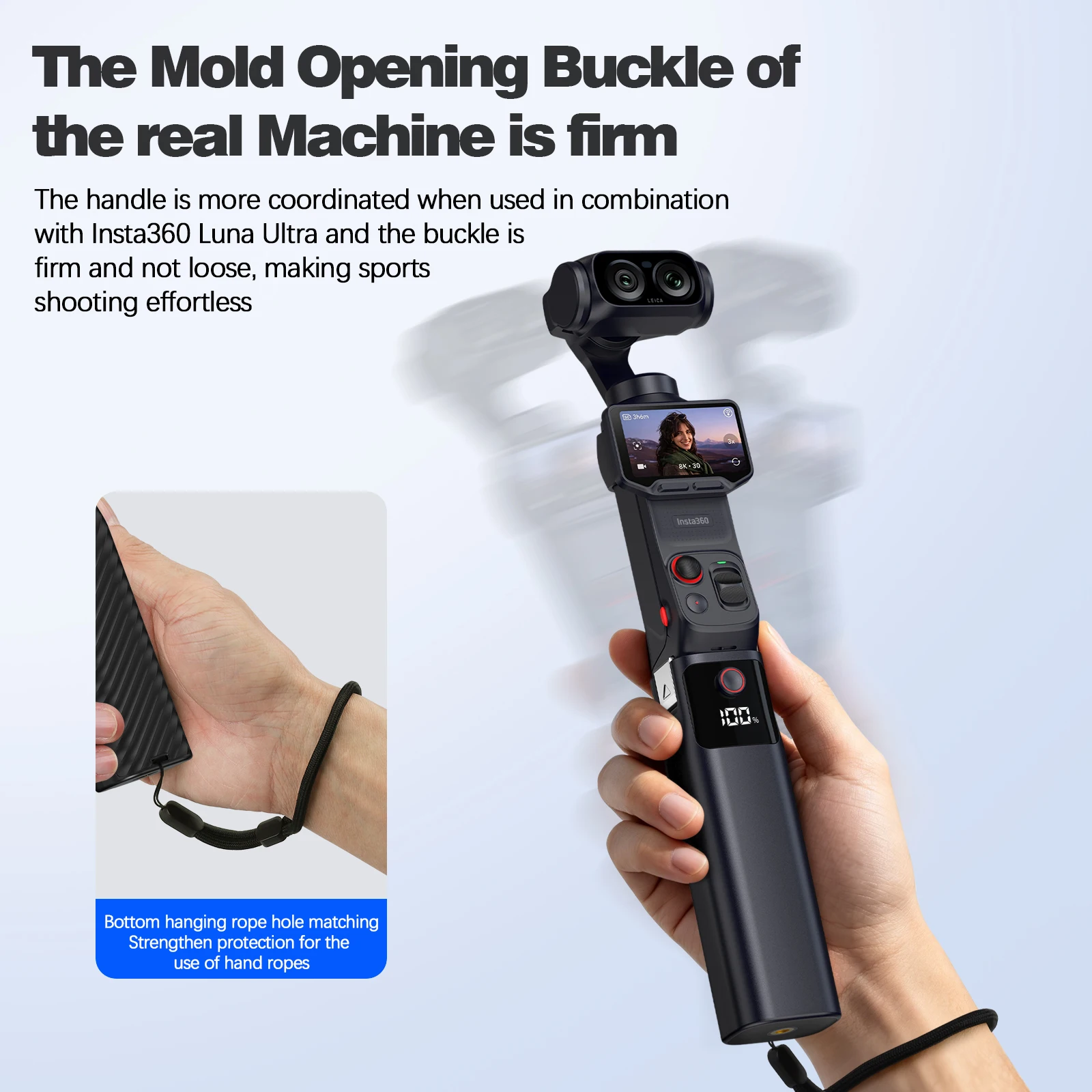 Fast Charging Battery Handle for Insta360 Luna Ultra, Battery Grips for Insta360 Luna Ultra Accessories, 10000mAh Battery Cells image 3