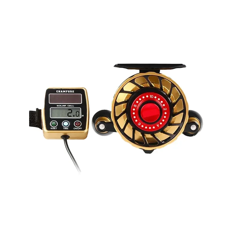 Raft fishing wheel slow down digital display raft wheel full metal counting raft wheel alarm belt discharge force micro lead