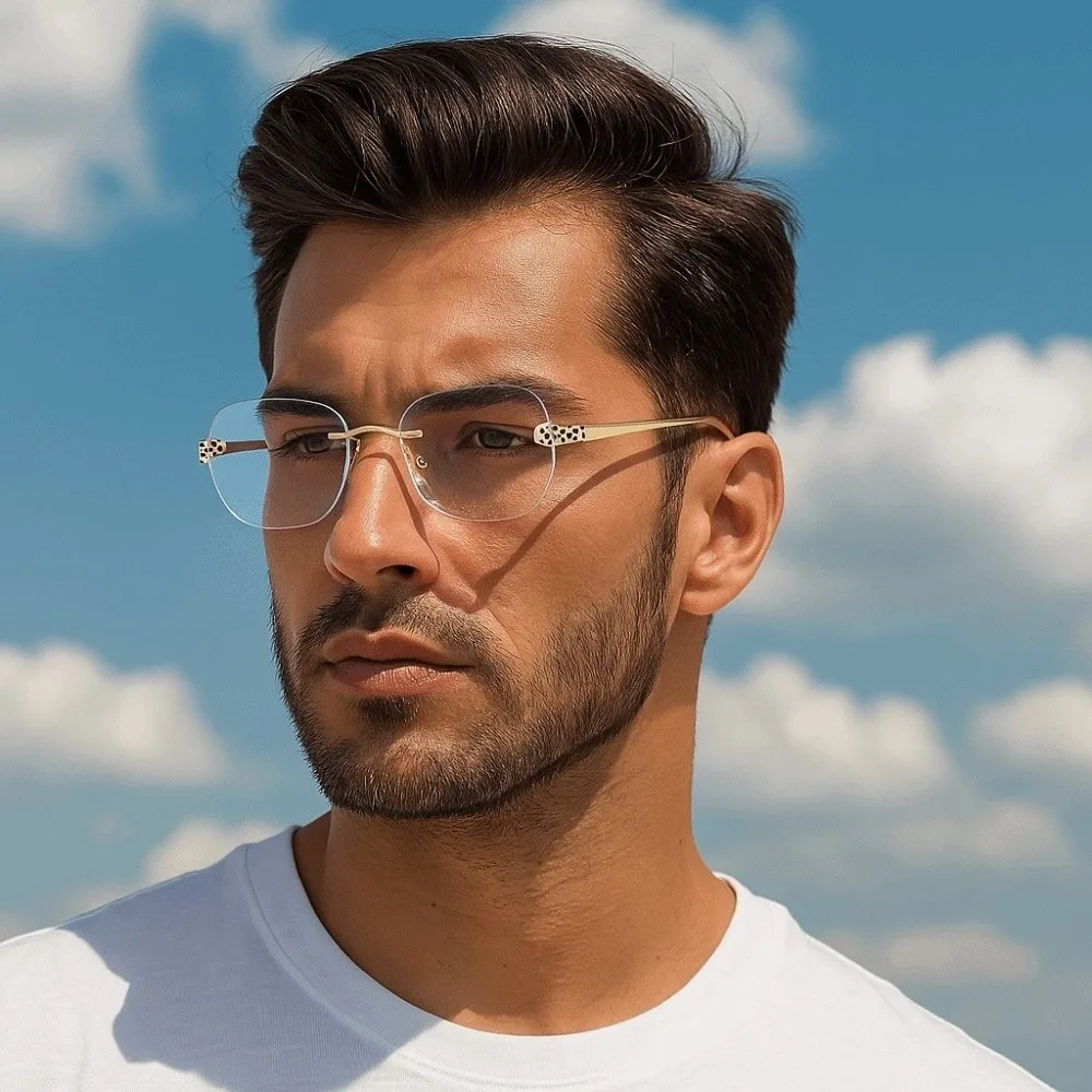 

Lightweight Rimless Oval Sunnies Costume Accessory Decorative Men Polarized Sunglasses HD Alloy Women Anti-UV Eyewear Punk Style