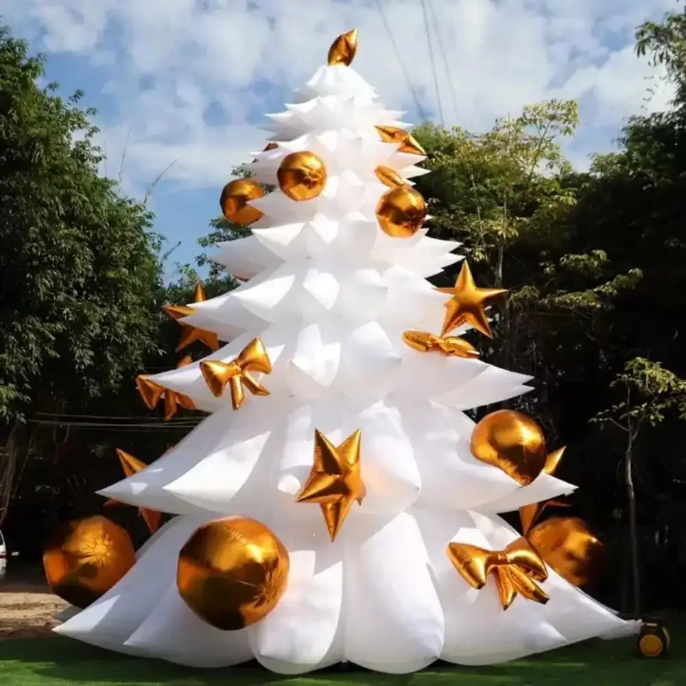 Snow White Giant Inflatable Christmas Tree With Blower Big Lighted Air Model Party Props For Outdoor Christmas Yard Decoration