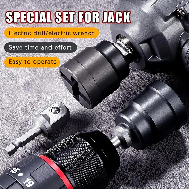 AllPurpose Scissor Car Jack Adapter Socket Set for Secure Lifting HeavyDuty 1/5 Pcs