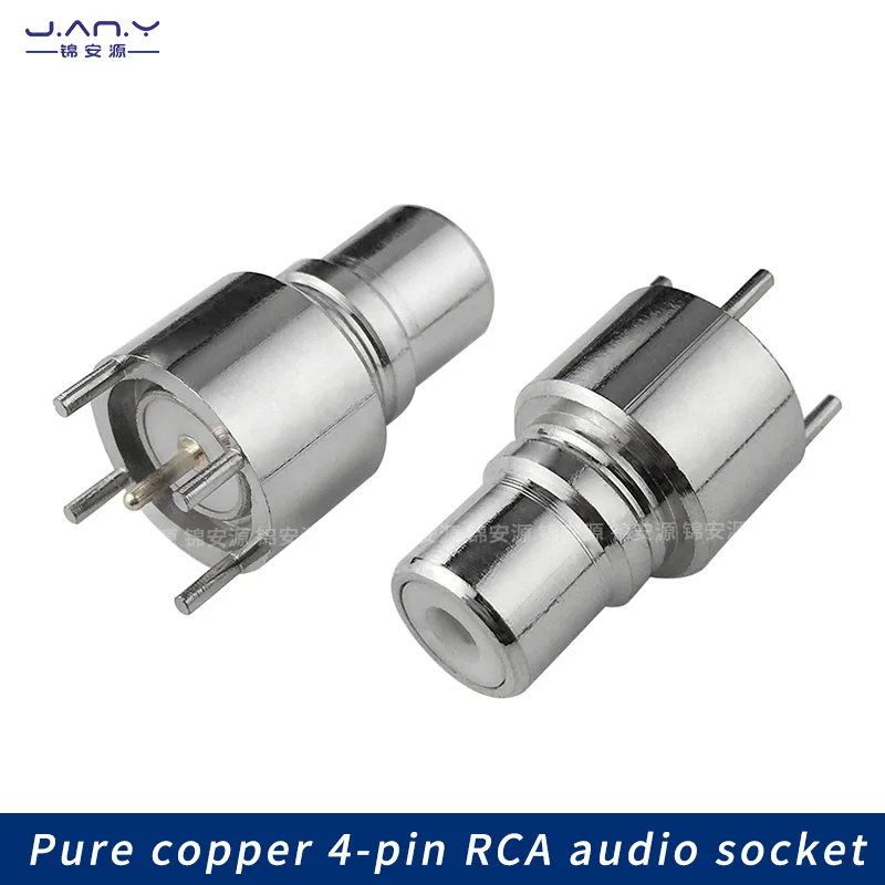 

Pure copper 4-pin RCA female socket PCB solder board 4-pin AV lotus female seat vertical audio and video coaxial connector