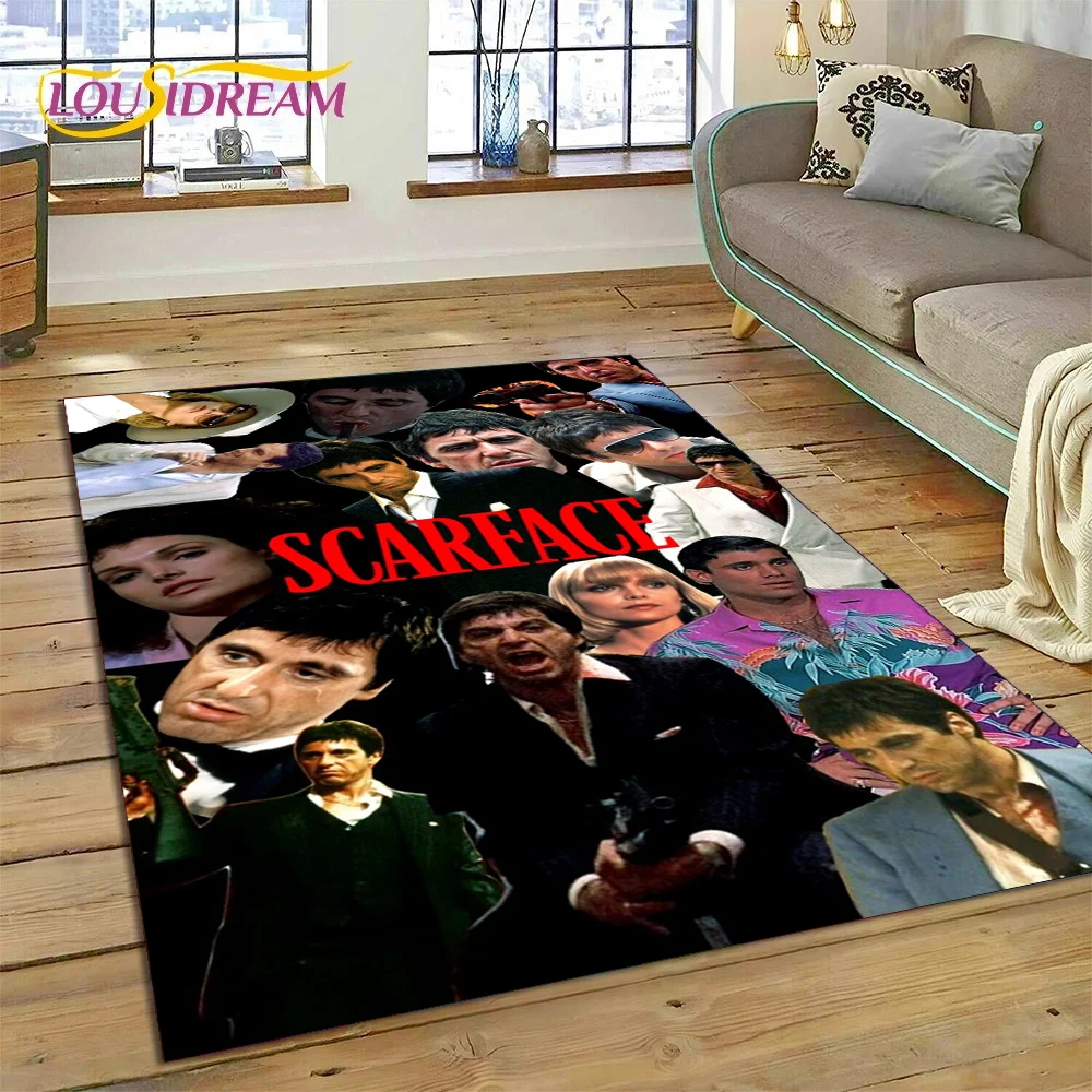 Scarface Tony 3D Printing Movie Rug Carpet for Living Room Bedroom Home Decor,Floor Mat Non-slip Decoration for Sofa Doormat Kid