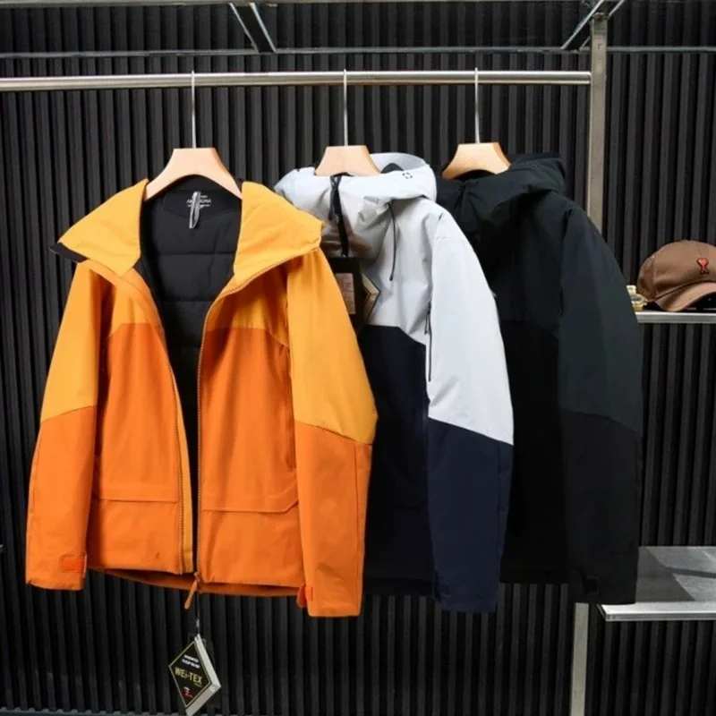 

Мужская зимняя куртка для активного отдыха, ветрозащитная, водонепроницаемая, с наполнителем из 90% белого утиного пуха, стандартный крой, длинный рукав, застежка-молния, капюшон.