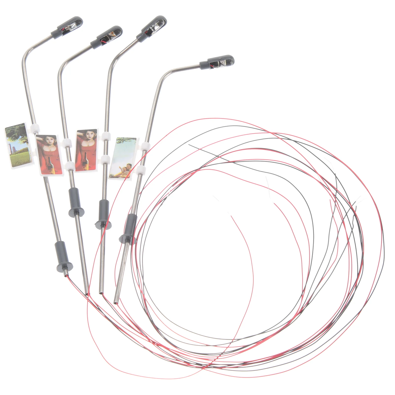 

4 Pcs Shine Luminous Street Lamp Model Child Light Solar Lights Stainless Steel Miniature Small Lamps