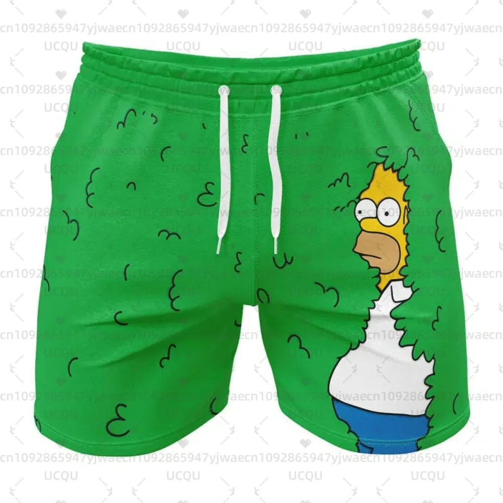 The Simpsons Shorts com estampa gráfica 3D, shorts de verão para lazer na praia, respirável, de secagem rápida, shorts esportivos masculinos