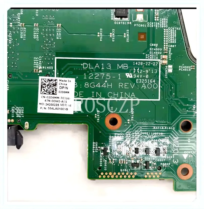 Laptop Motherboard para DELL, CN-02D6MM 2D6MM 02D6MM, Mainboard de alta qualidade, 12275-1 W/ SR0XL I5-3337U CPU SLL8C HM77, 100% testado