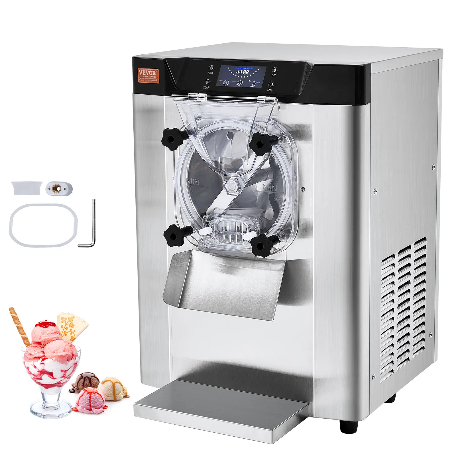 

SucceBuy 4.5L Commercial Ice Cream Machine 1713W Single Flavor Countertop Hard Serve IceCream Maker For Restaurant Snack Bar