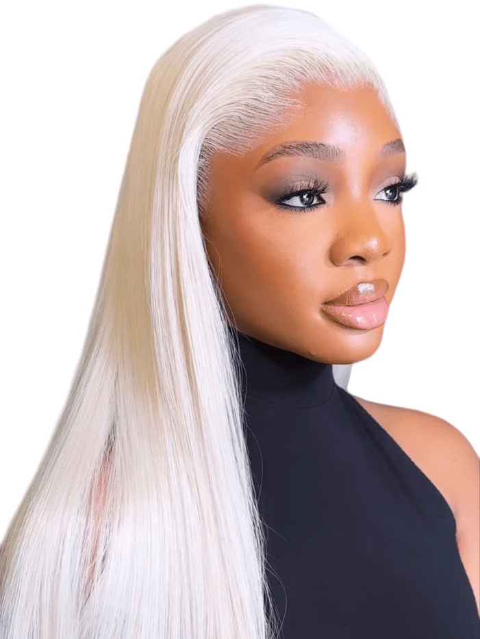 Platinum 13x4 13x6 HD Lace Frontal Human Hair Wigs #60 Pre-Plucking White Blonde Colored Straight Lace Frontal Wig For Women view 2