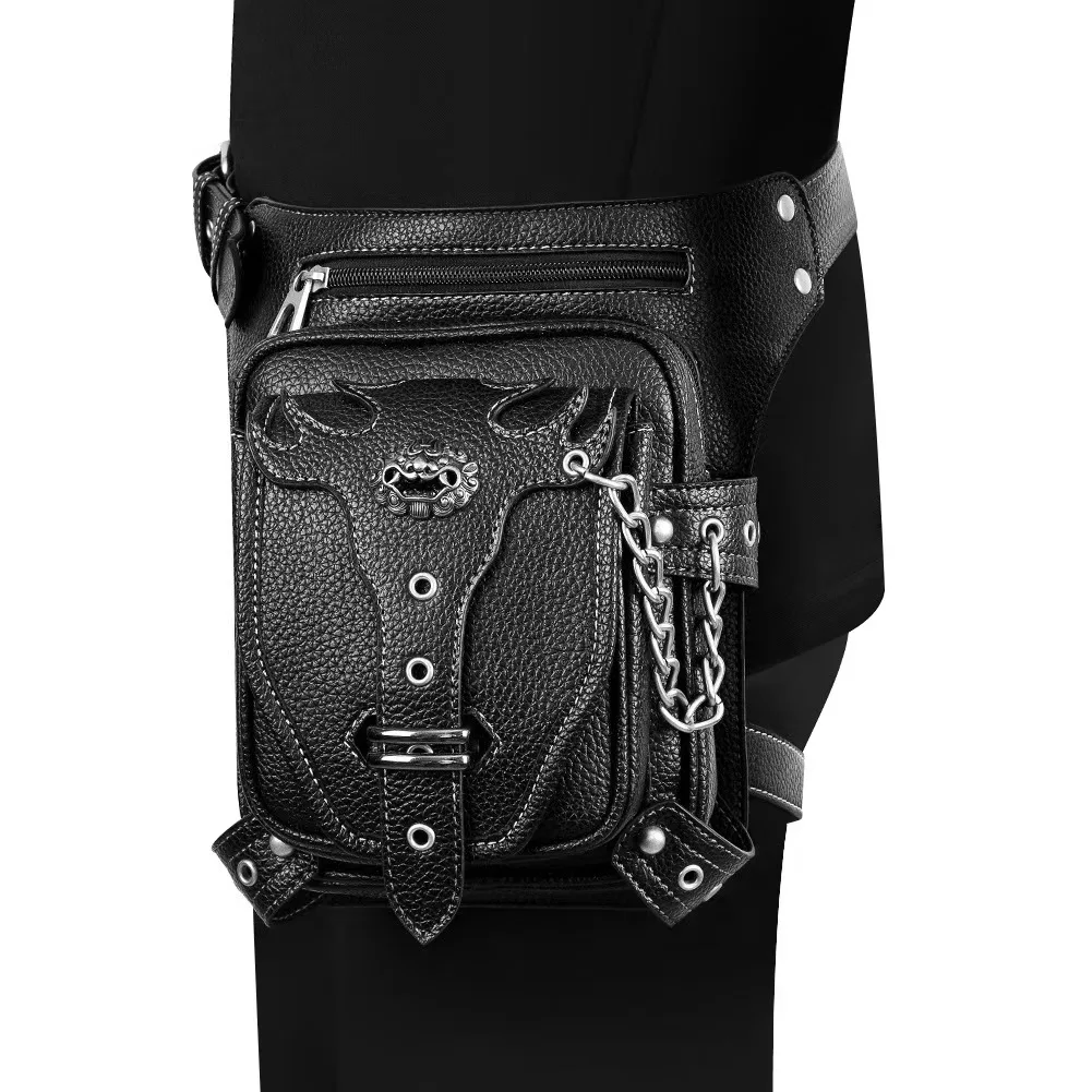 steampunk gothic style tactical leg bag motorcycle riding men's waist bag pu leather motorcycle leggings outdoor