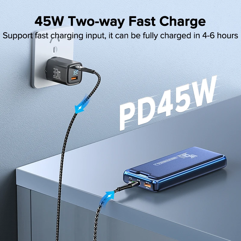 Qoovi 20000Mah Power Bank Externe Batterij Capaciteit Pd 45W Snel Opladen Draagbare Oplader Powerbank Voor Laptop Iphone Samsung