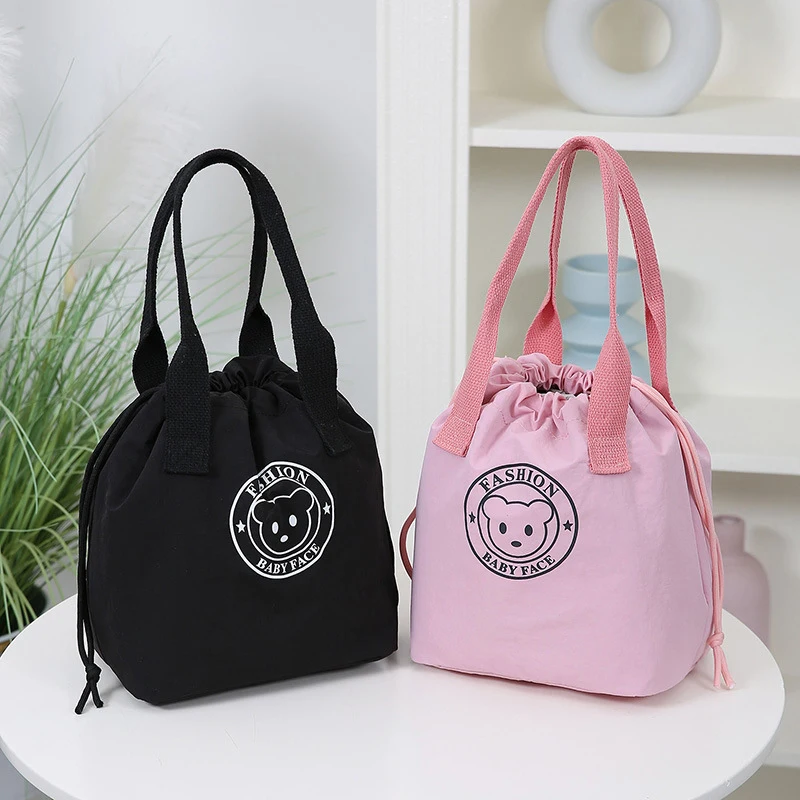1PC High-Capacity Bear Lunch Box Bag, Insulated with Aluminum Foil; Cute and Handy for Students