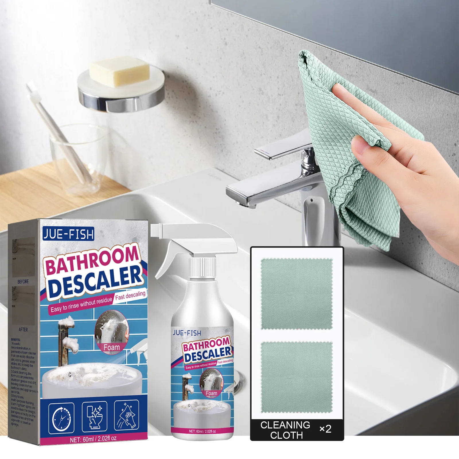 Bathroom Cleaner Spray Stubborn Stain Cleaner Remove Mold Descale Wash Basin Limescale Clean Rust Removal Toilet Descaling Agent