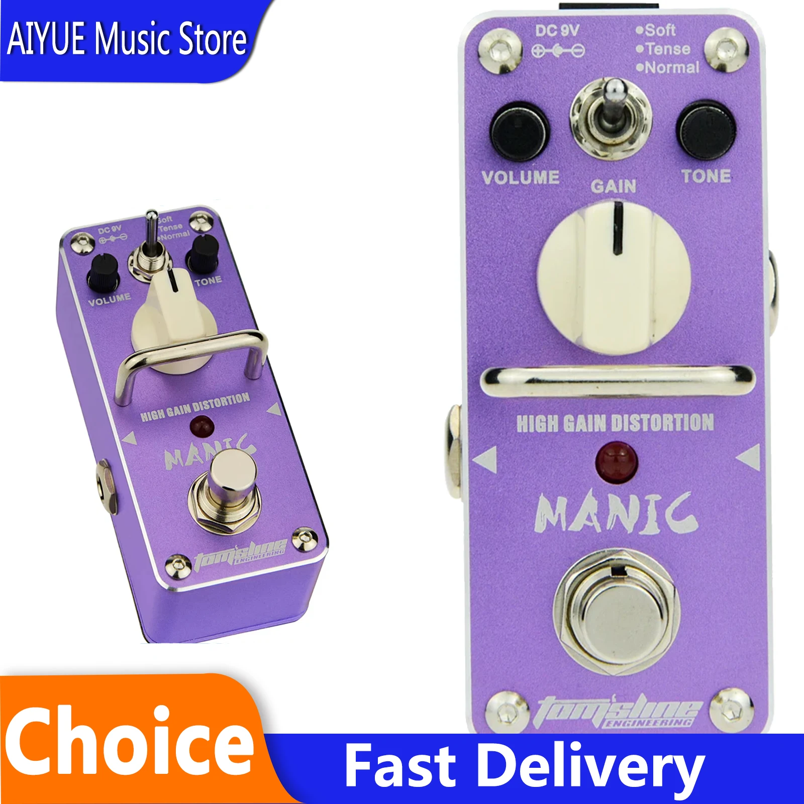 

Guitar Effects Pedal Manic High Gain Distortion Effector Mini Analogue True Bypass Pedal Electric Guitar Accessories