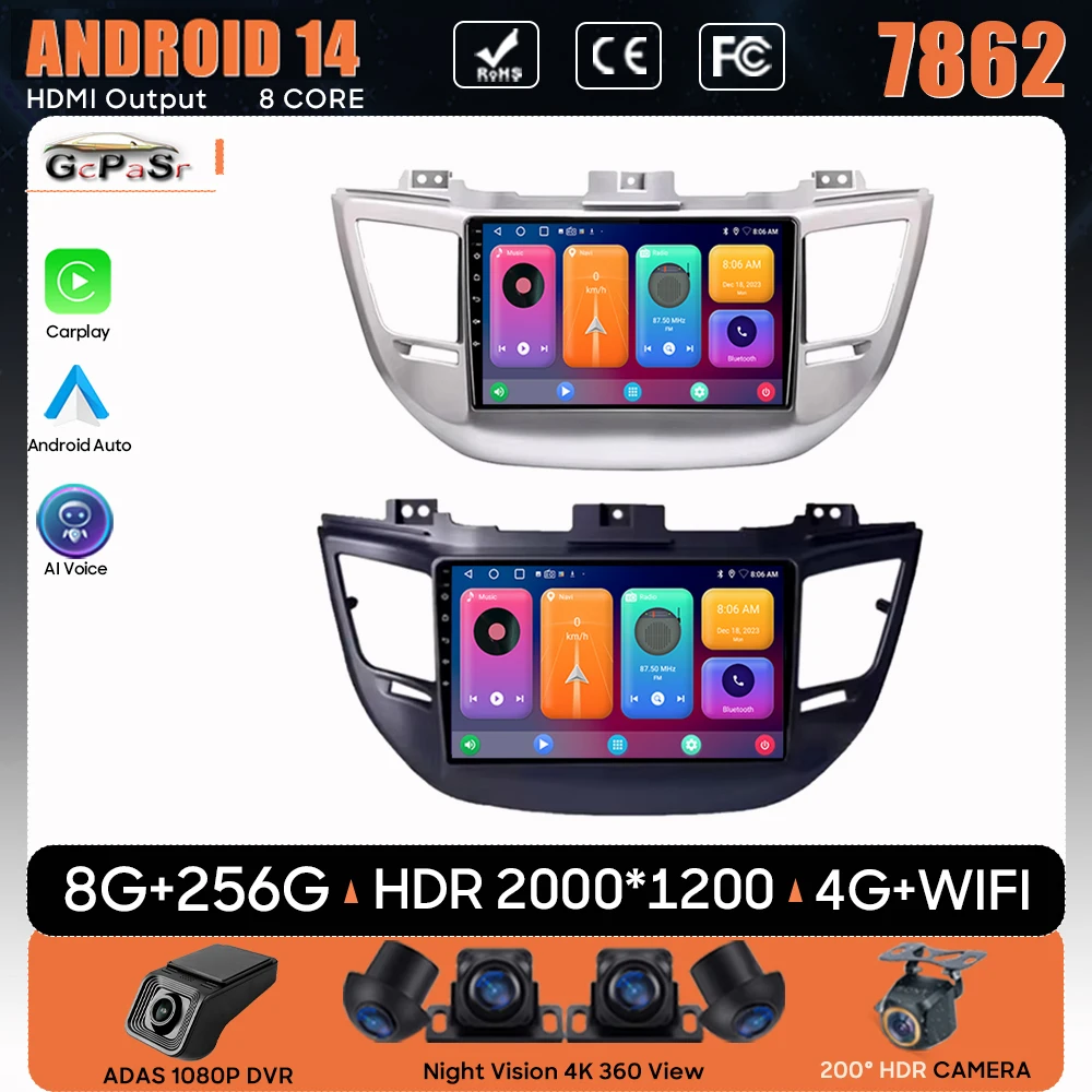 Car Radio For Hyundai Tucson IX35 3 2015 2016 2017 2018 Navigation GPS Carplay Android Auto Multimedia Player Stereo 4G No 2din