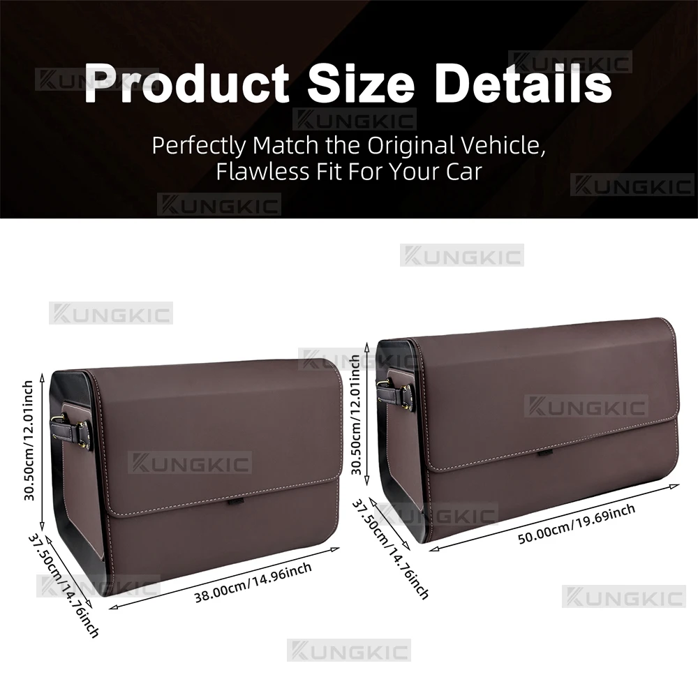 Car Trunk Organizer Anti Scratch No Glue Snap PU Leather, Metal Handle,Fits SUV, Sedan, and Home Use Storage Part Universal