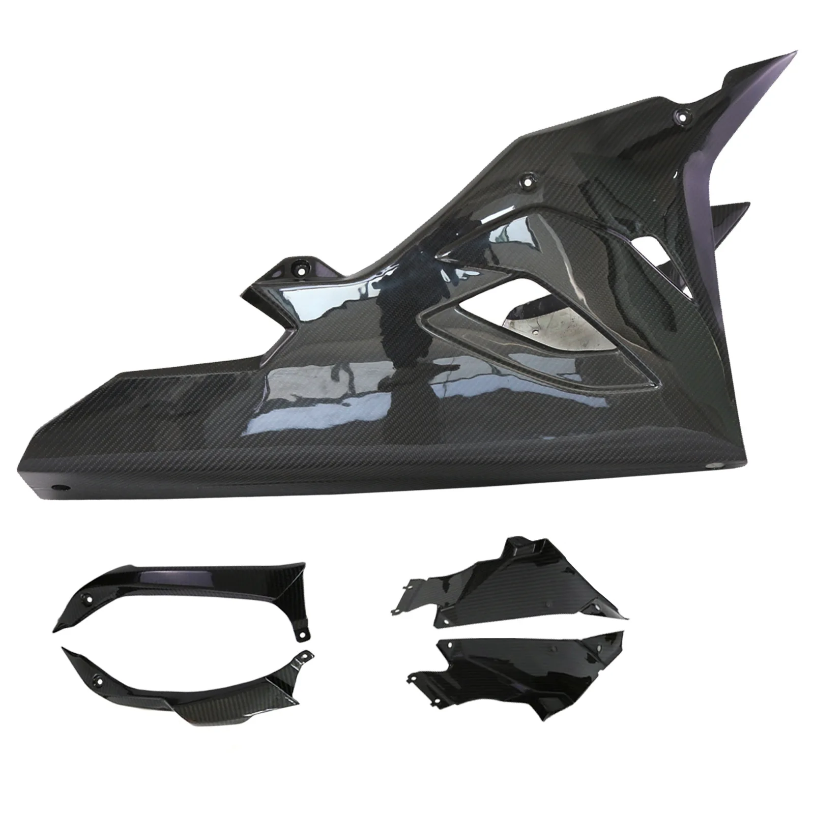 For BMW S1000RR 2019 2020 2021 2022 M1000RR 2021 2022 Modified Carbon Fiber Lower Diffuser Large Surround Belly Pan Racing