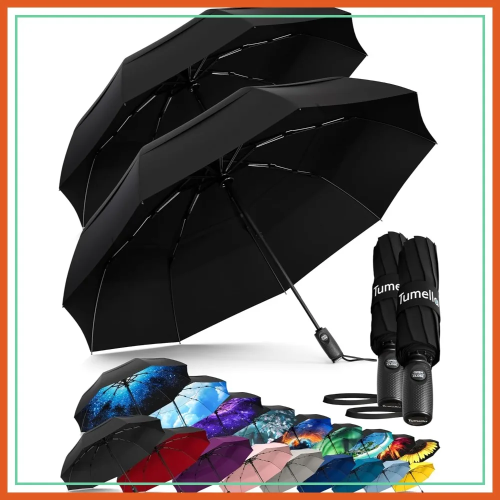 

Compact Windproof Travel Umbrella, Automatic Folding Rain Umbrella, Light & Portable, Durable Grip for Backpack & Car
