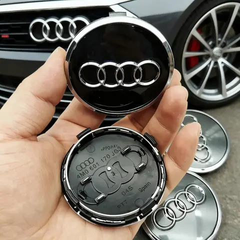 4개 아우디 자동차 스타일링 휠 센터 캡 엠블럼 허브 커버 배지 블랙 그레이 61mm 액세서리 A3 A4 A5 A6 A7 A8 S4 S6 허브캡