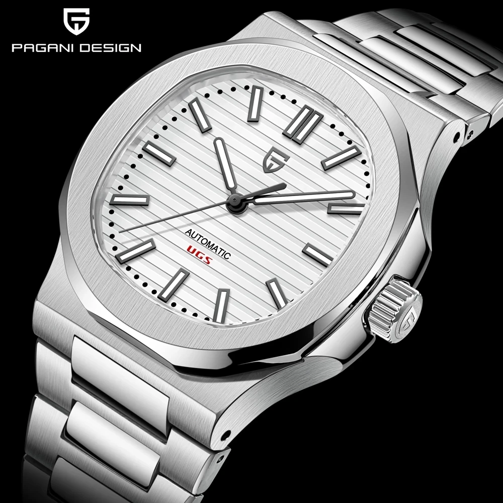 PAGANI DESIGN Mens Watches Seagull ST6 Sapphire Mechanical Automatic Winding Watch Stainless Steel Waterproof Relogio Masculino