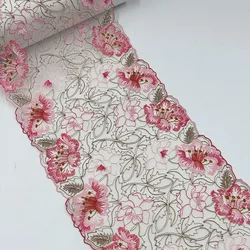 1meter Two Tones Pink Embroidery Lace Trims For Bra Lingerie Underwear Women's Dress Sewing Handmade Curtains DIY