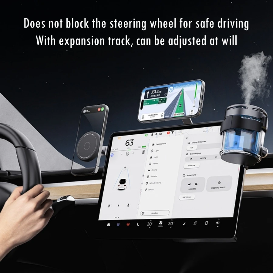 Tesla Model Y Juniper & Model 3 Highland 다용도 스크린 확장 키트 [강력한 자기] 조정 가능한 휴대폰 홀더 썸네일 3