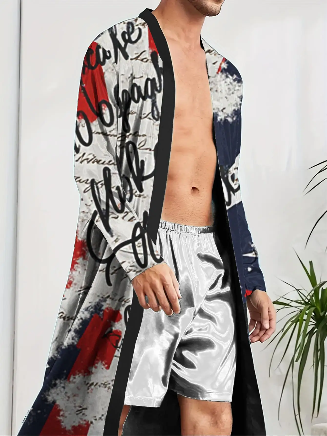 1pcs Men's Robes 2026 Spring/Summer Graphic Men's pajamas robe 3D Printed nightie for men sleepwear Polyester Men's bathrobe
