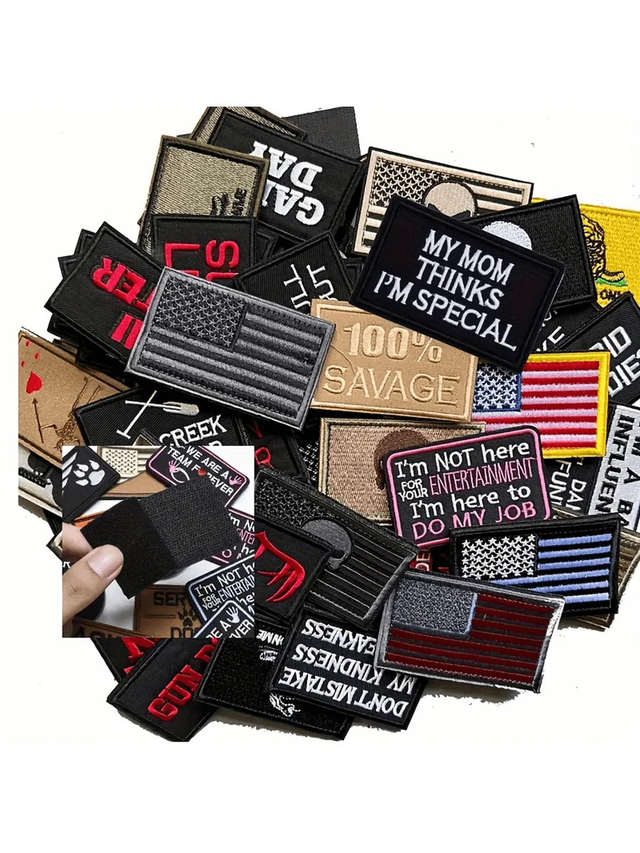 5/20/40pcs Random Funny Tactical Military Patches Full Embro