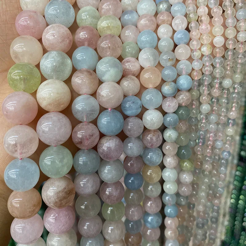 Perles en Pierre Naturelle AAA de 6, 8, 10 et 12mm, Quartz Vert Morgane, Rose, Amloggite, pour Bijoux de Direction, Bracelets et Colliers à Faire Soi-Même