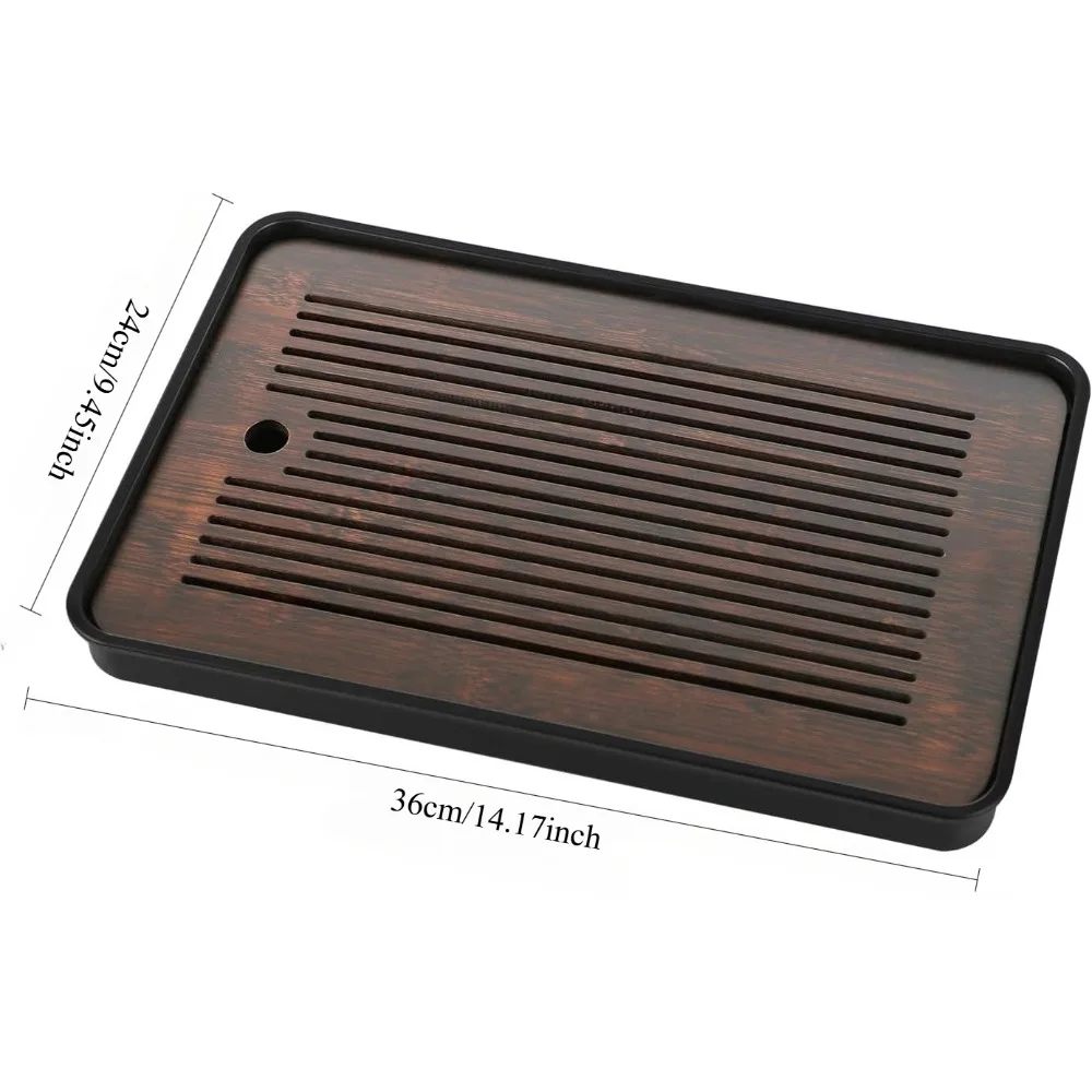 1 قطعة طاولة شاي من الخيزران المنزلية المحمولة انفصال الكونغ فو الخيزران صينية الشاي استنزاف صينية تخزين الجافة الرطب الاستخدام المزدوج سهلة التنظيف