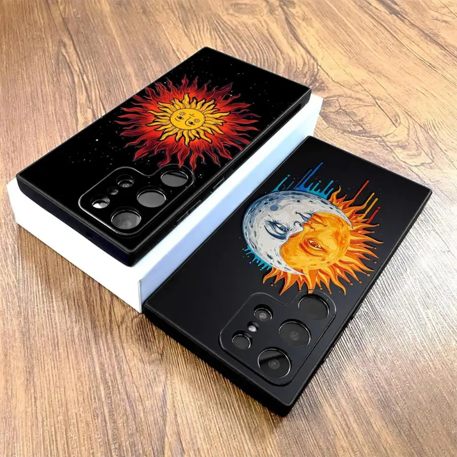 Soft Back Phone Cover Case for Samsung Galaxy S25+ S24+ S22 S24 Plus S25 Ultra S21 S20 S9 S23 FE Sun Moon