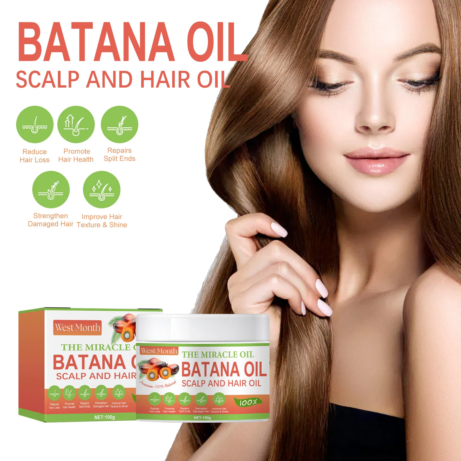 

Batana Oil Hair Mask Repair Dry Damage Smooth Soften Frizzy Anti Hair Loss Nourishing Scalp Treatment Shiny Straighten Hair Care