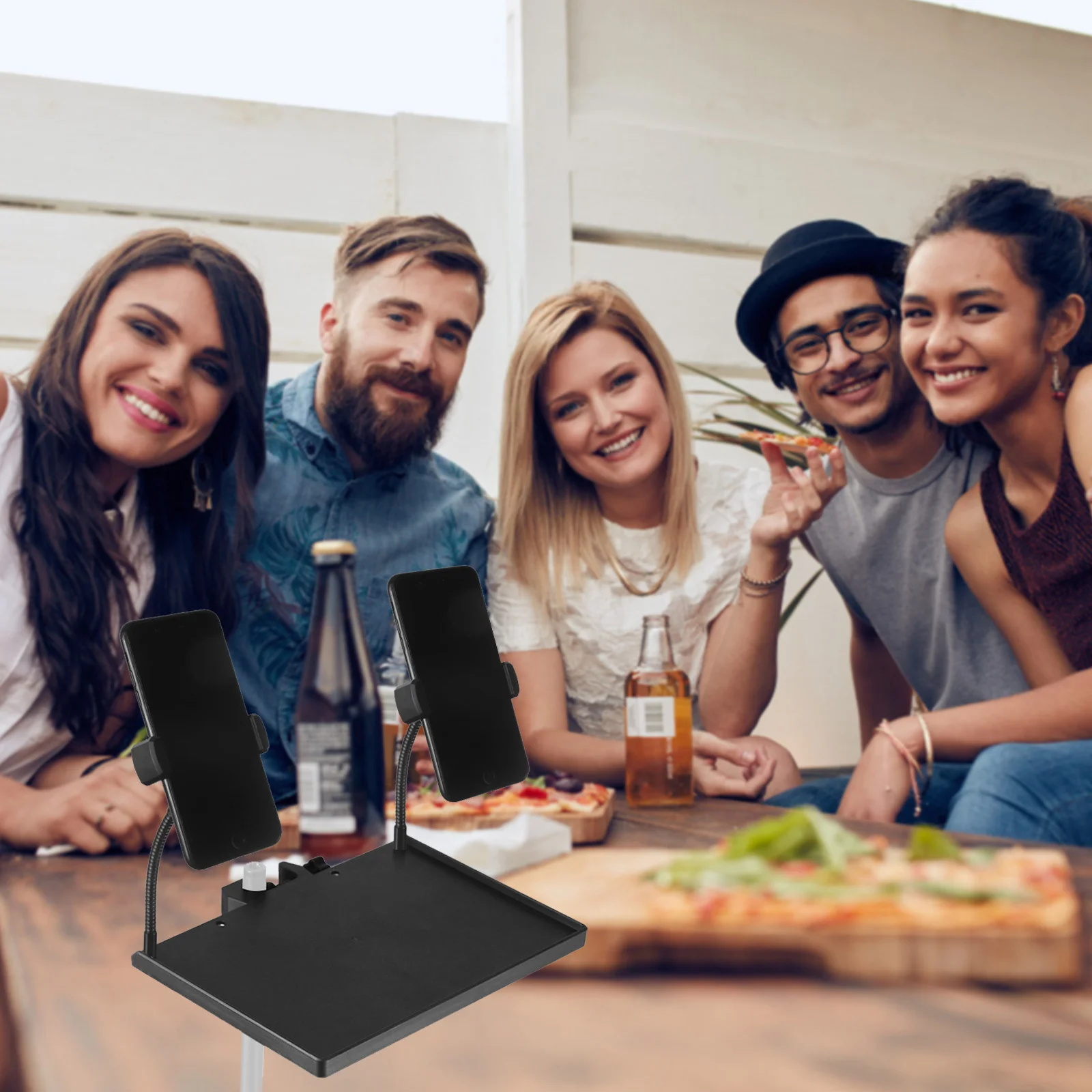 

Clamp-on Microphone Stand Tray Multi-Functional Storage Shelf Portable Design Fits All Stands Sound Card Clip-on Bracket