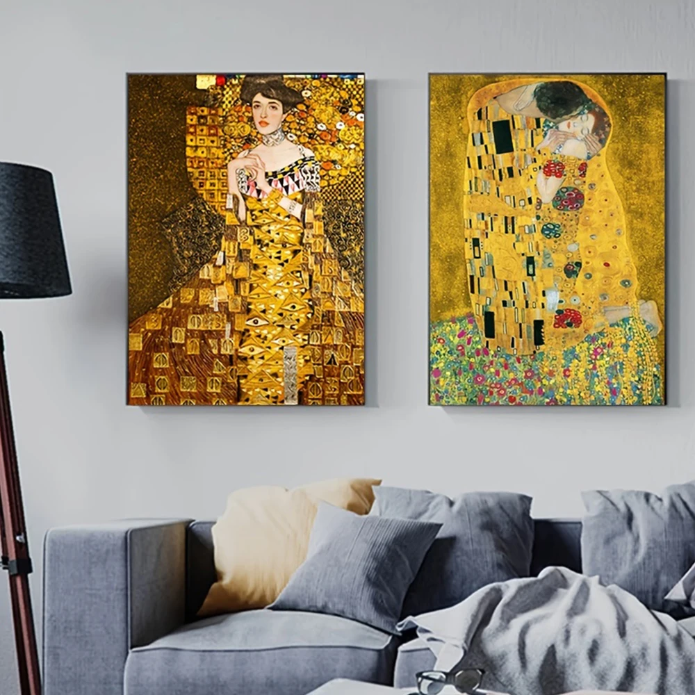 Classic Abstract Wall Art Gustav Klimt The Kiss Oil Painting HD Canvas Print Poster Home Living Room Bedroom Decoration