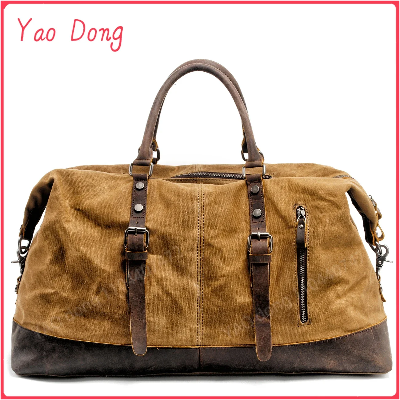 Yao Dong Men Travel Bags M Hand Luggage  Canvas Leather Travel Duffel Shoulder Large Capacity Weekend Overnight bag