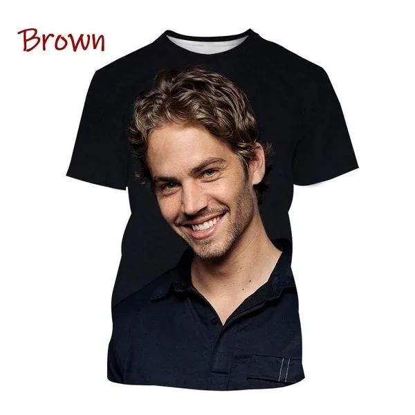 New Fashion Paul Walker Cool Street Style Fast and Furious Paul Walker 3D Printed T-shirt Hip-hop Short-sleeved T-shirt