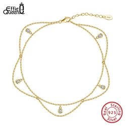 Effie Queen Fashion Flower Tassel Zircon Anklet Dainty 925 Sterling Silver Beach Leg Bracelet Anklets Foot Chain Jewelry SA72