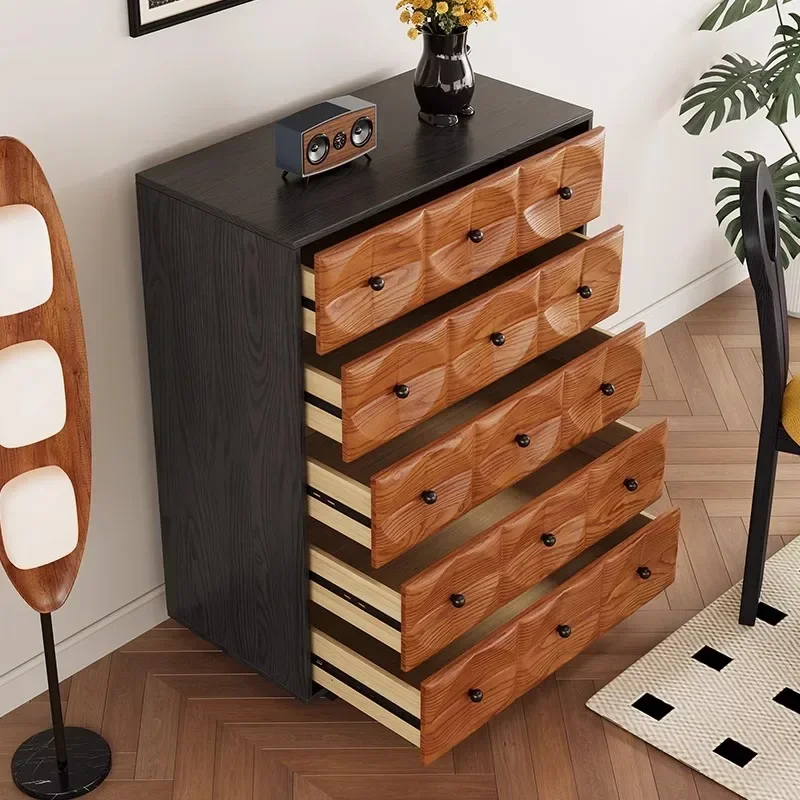 Medieval solid wood three four five chest cabinet, living room TV cabinet, European bag card door cabinet, bedroom bedside table