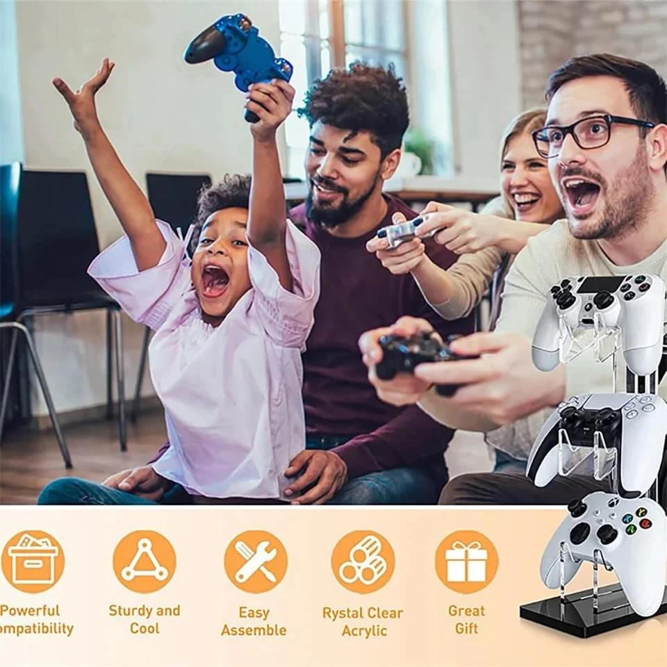GAMINJA Acrylic Clear Controller Display Stand Compatible with PS5 PS4 Nintendo Switch Xbox Game Controller Holder Headphone Hol