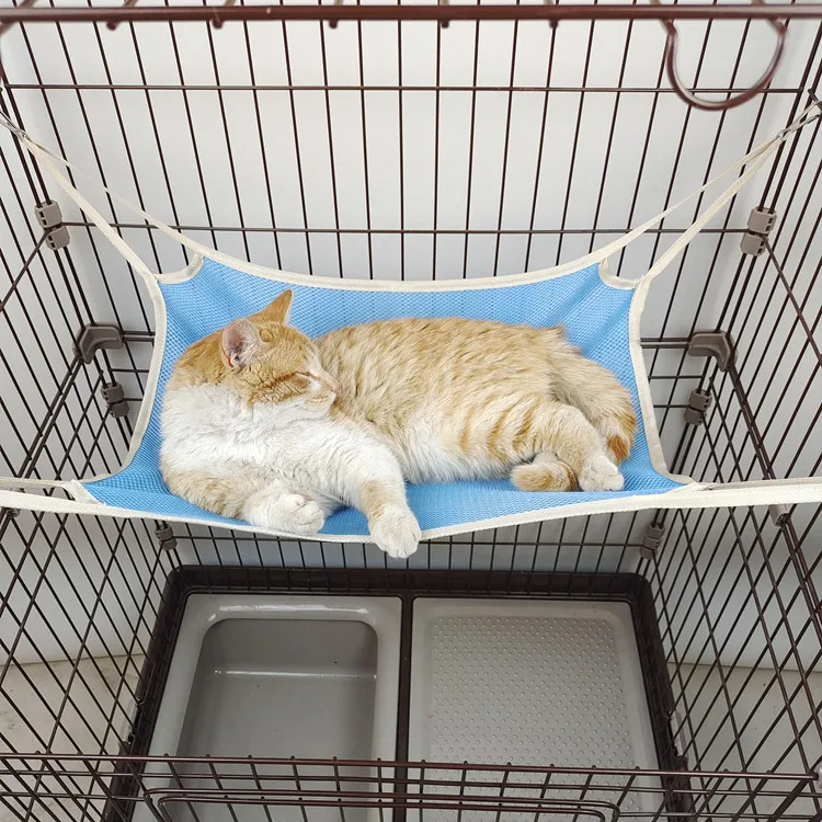 New summer pet cat hammock mesh sandwich hammock iron cage cat swing pet supplies view 2